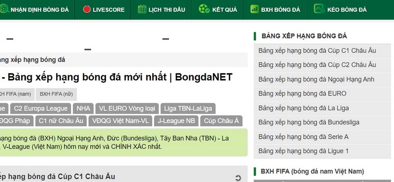 bang xep hang bong da hom nay 1 Theo dõi bảng xếp hạng bóng đá hôm nay bằng cách nào